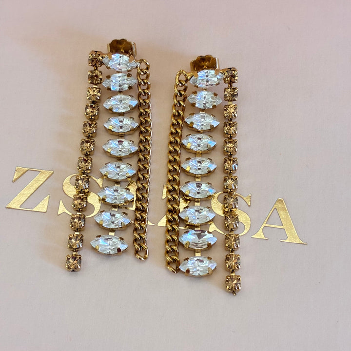Bronze marquise Swarovski crystals set