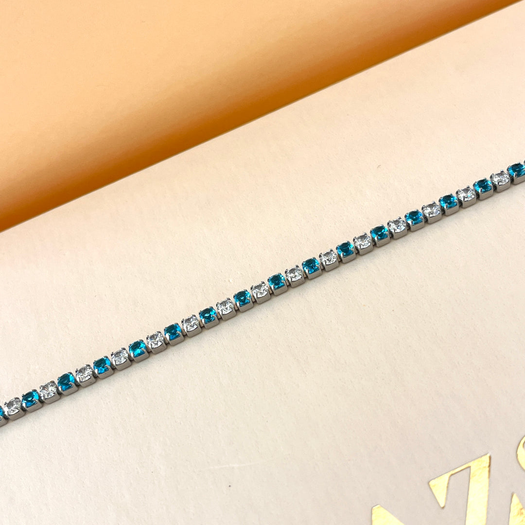 Turquoise mix zircone tennis bracelet