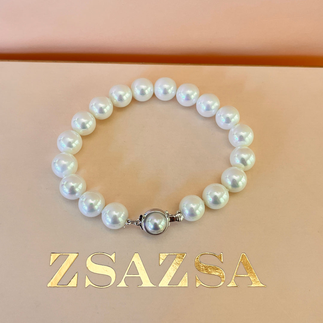 White Mallorca pearls white gold plated bracelet