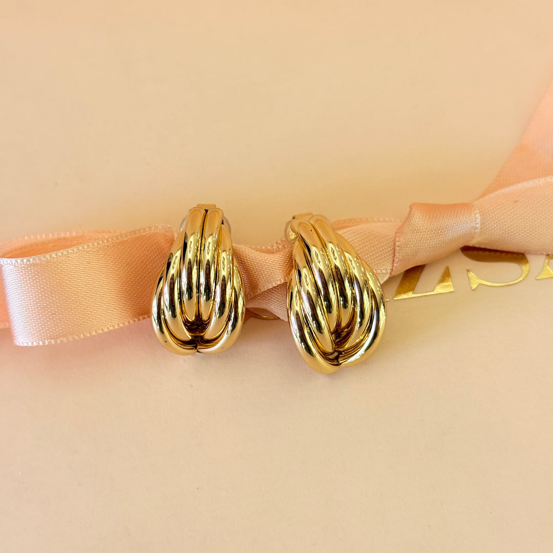 Plain Timeless gold plated clip on earrings