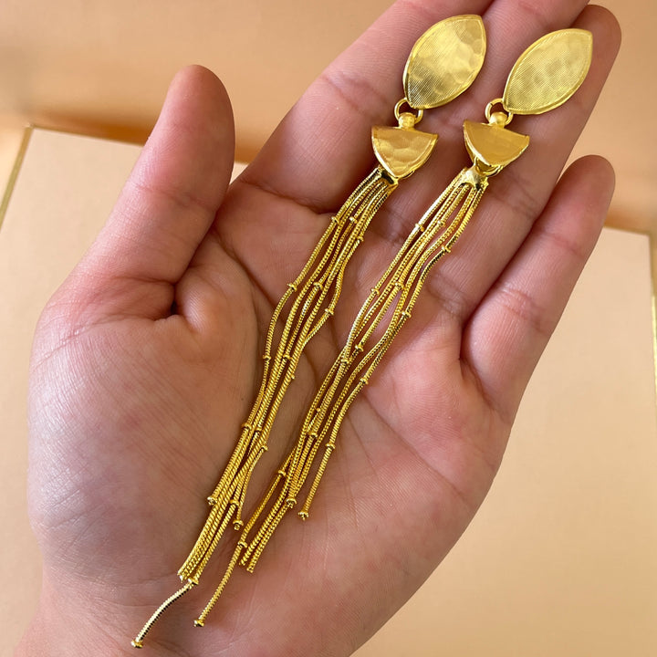 Gold long handmade earrings
