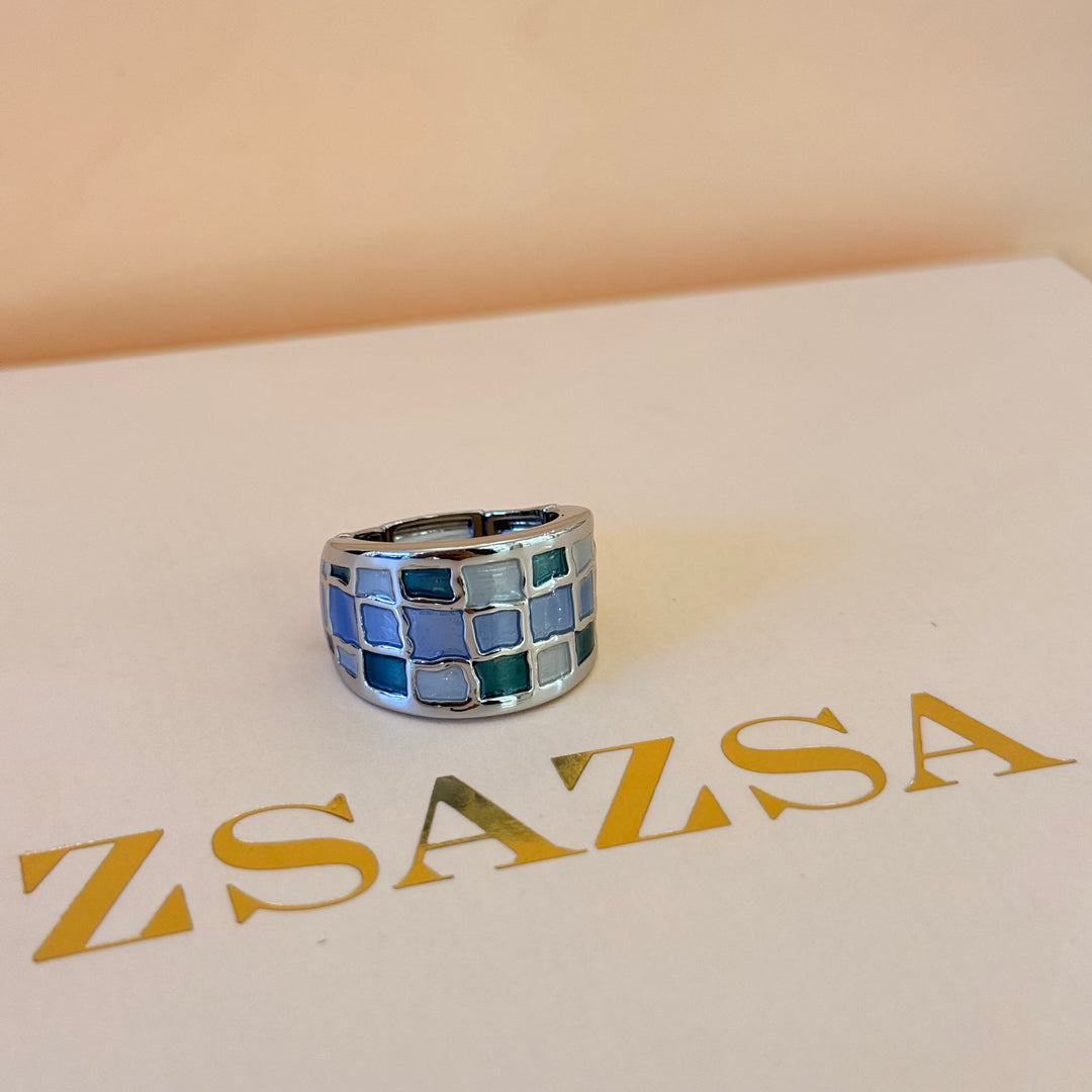 Blue, green & grey silver Enamel Set