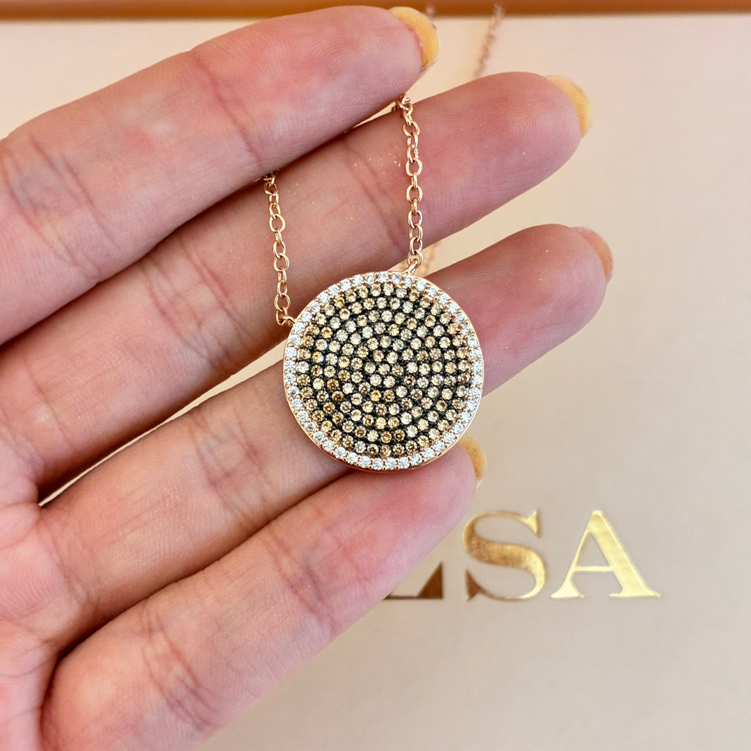 Round black zircone rose gold plated