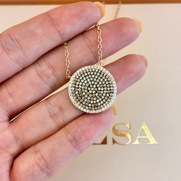 Round black zircone rose gold plated