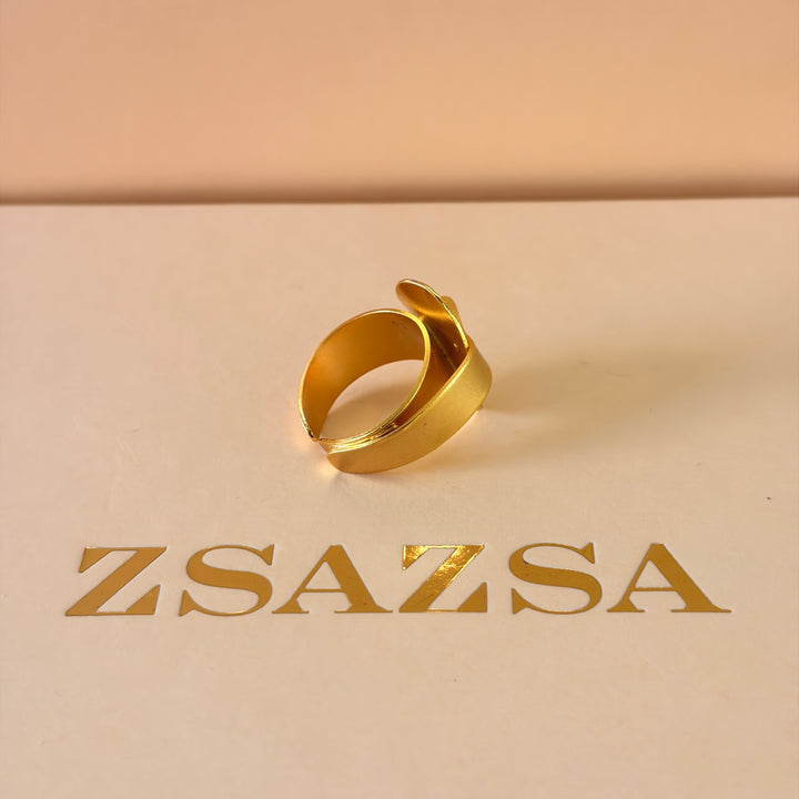 Handmade Oval Layered Ring | Gold Plated | ZsaZsa