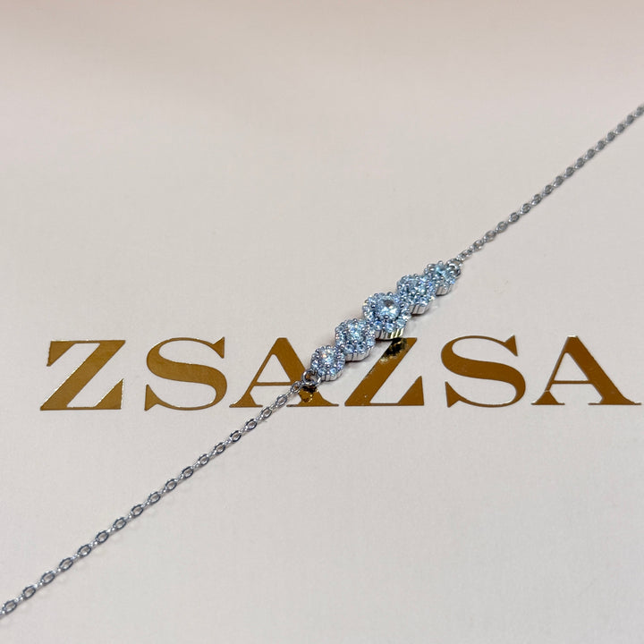 Dainty flower zircone sterling silver bracelet