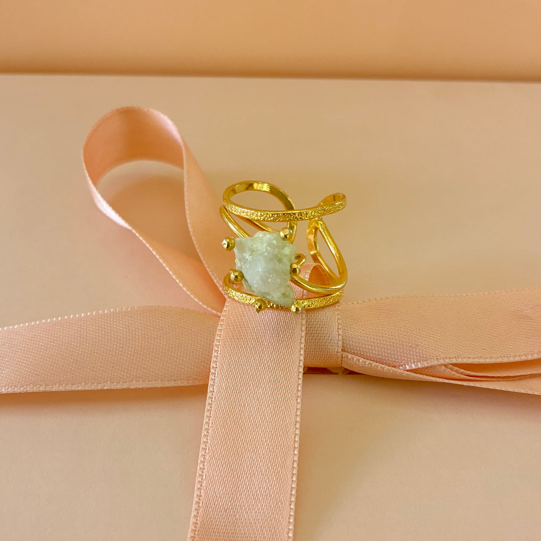 Handmade mint stone gold plated set