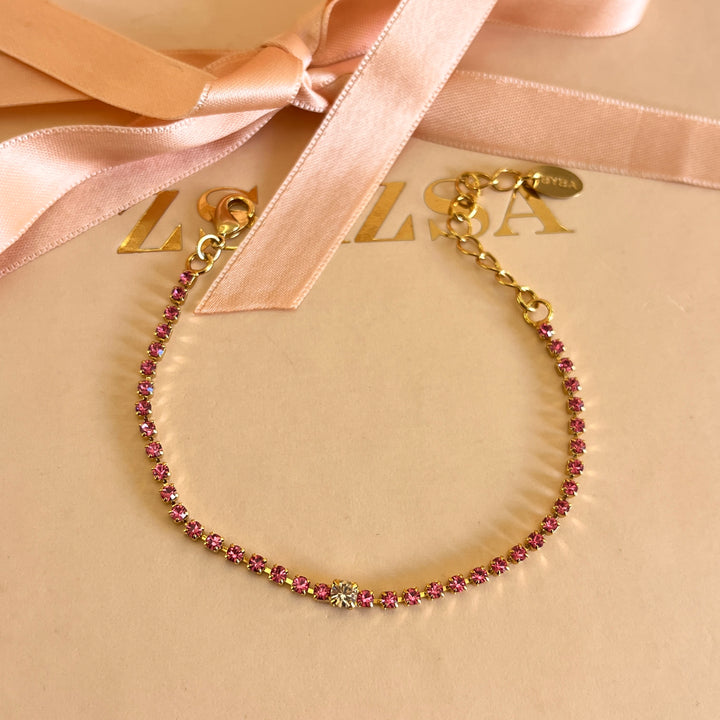 Pink Swarovski crystals bracelet