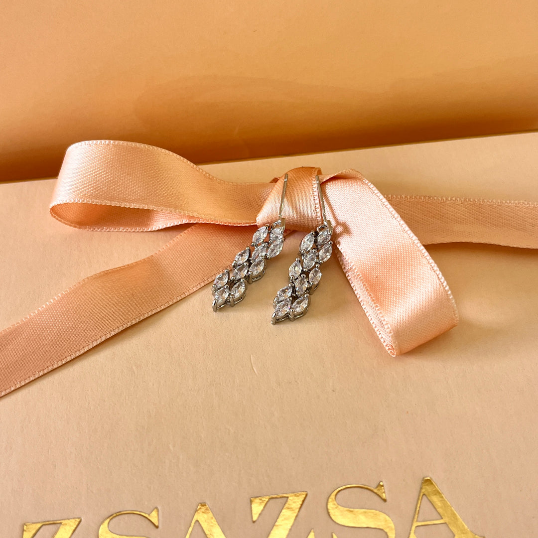 Marquise zircone white gold plated set