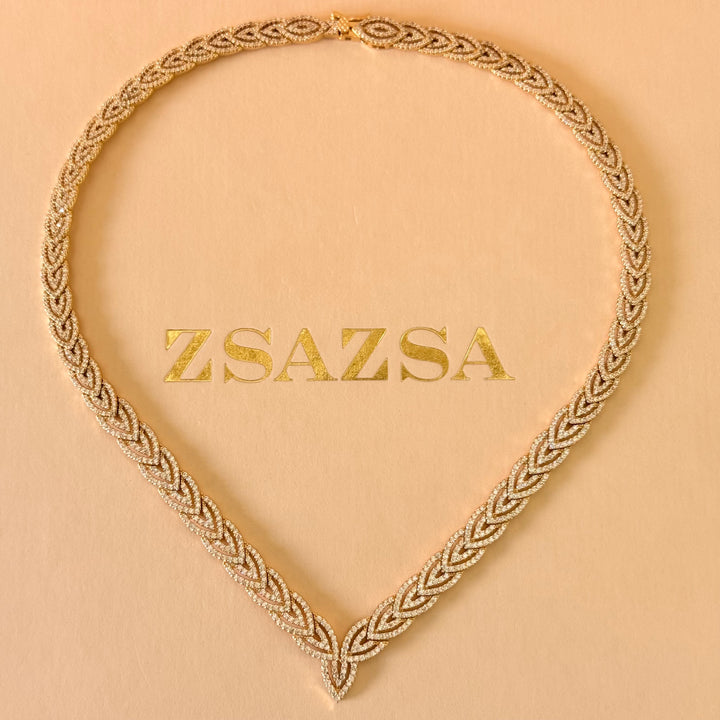 Leaf zircone gold plated set