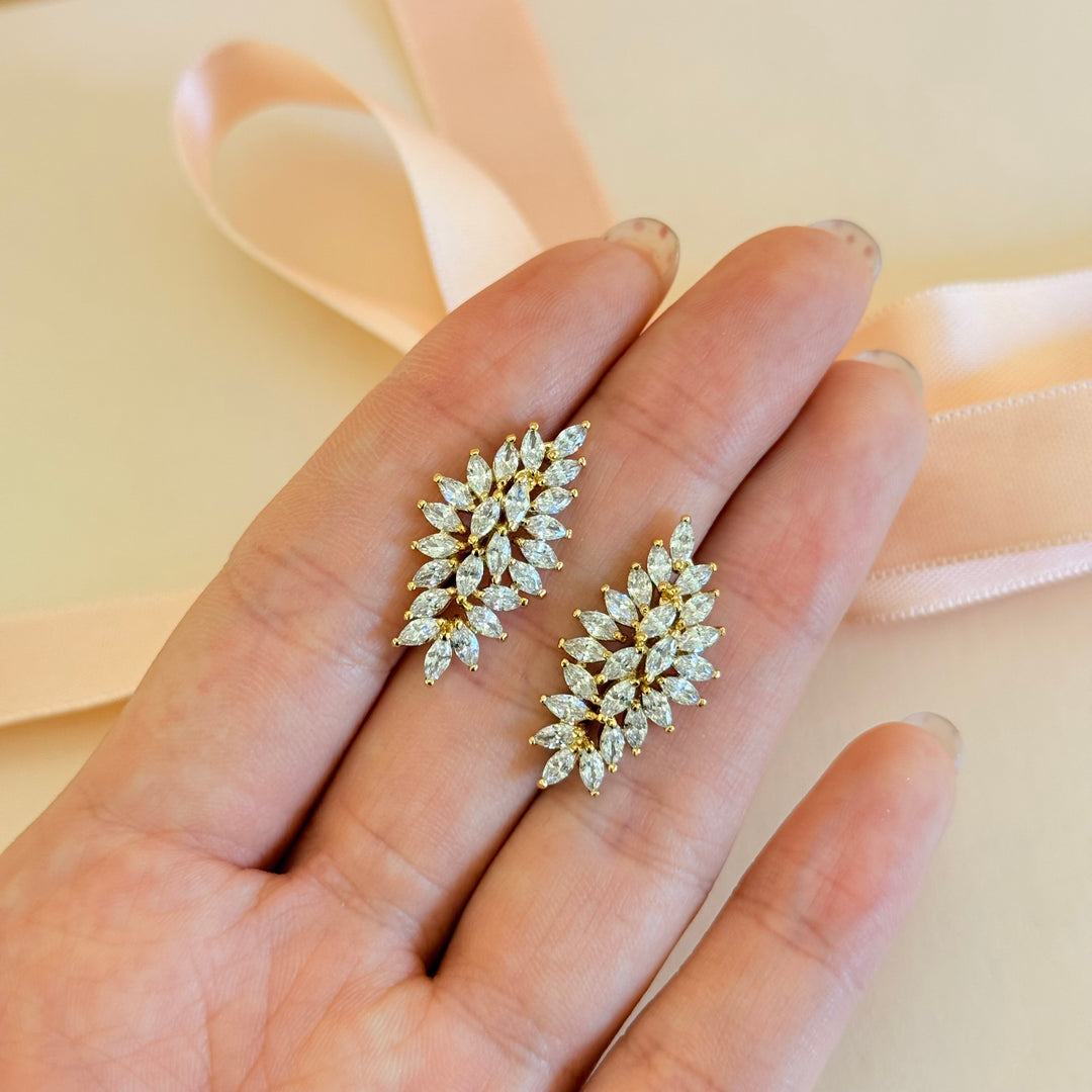 Marquise zircone gold plated earrings