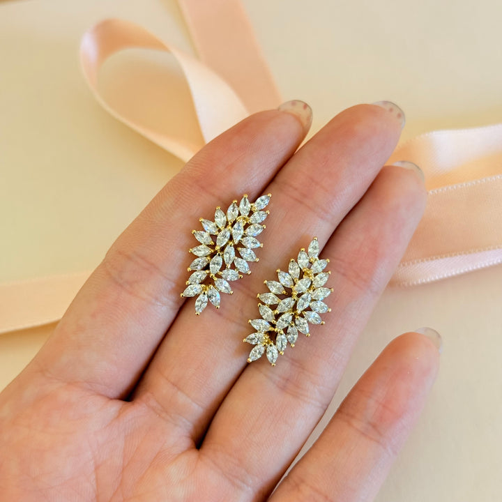 Marquise zircone gold plated earrings