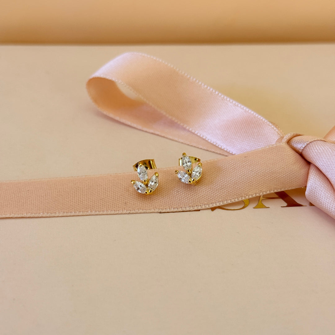 Marquise zircone gold plated earrings and bracelet set