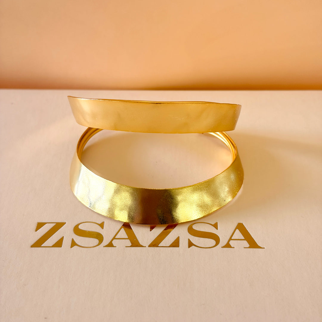 Handmade 2 Row  Gold Bangle | Gold Plated | ZsaZsa