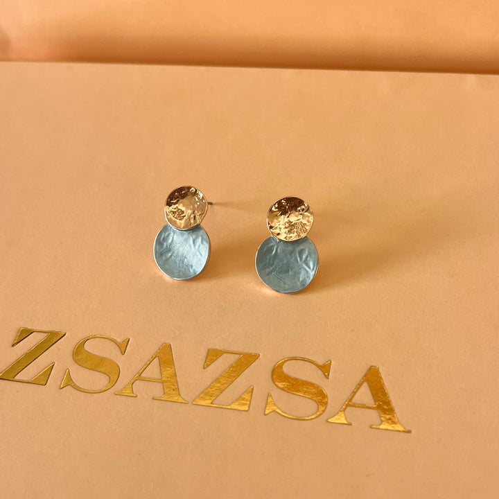 Enamel light turquoise studs earrings