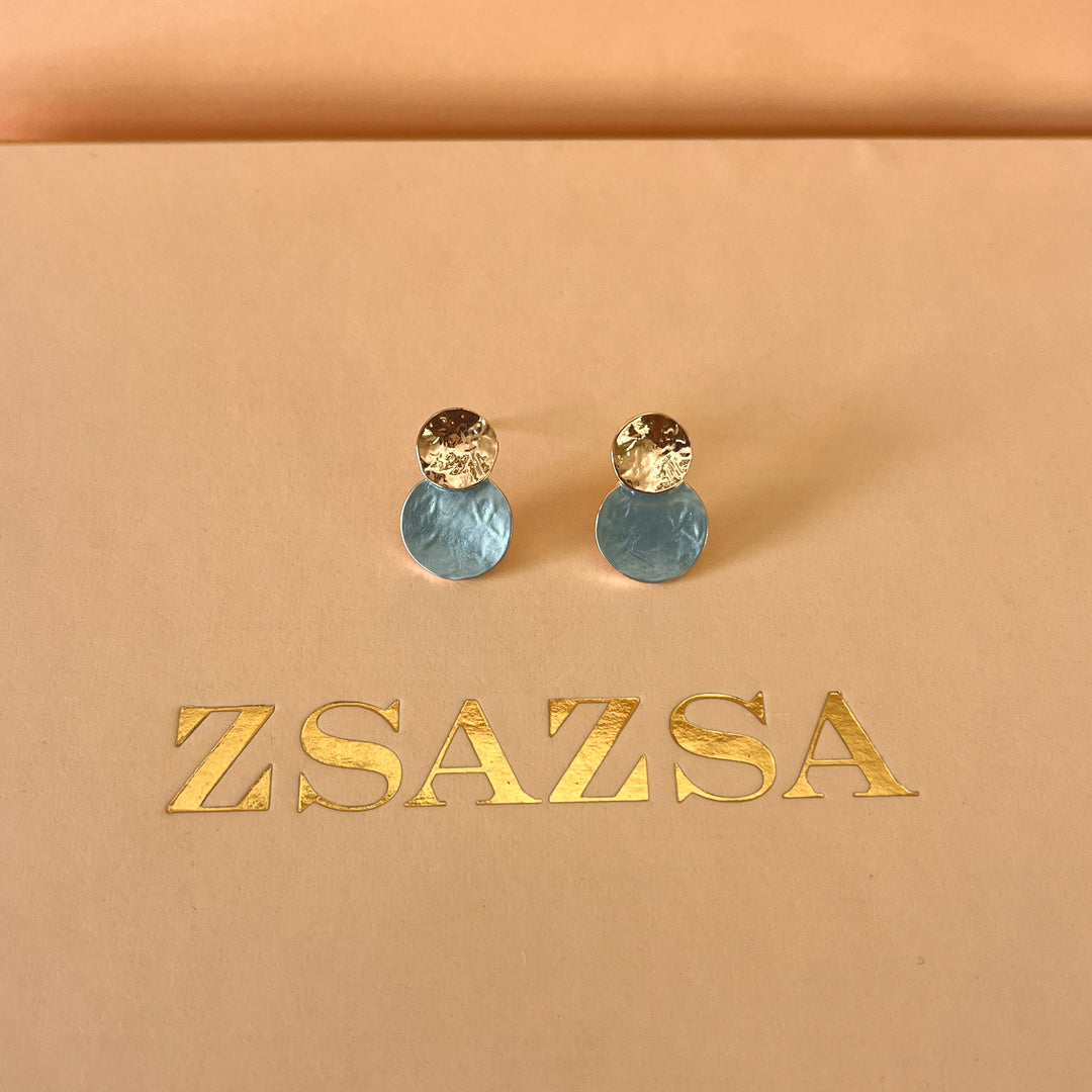 Enamel light turquoise studs earrings