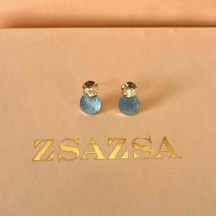 Enamel light turquoise studs earrings