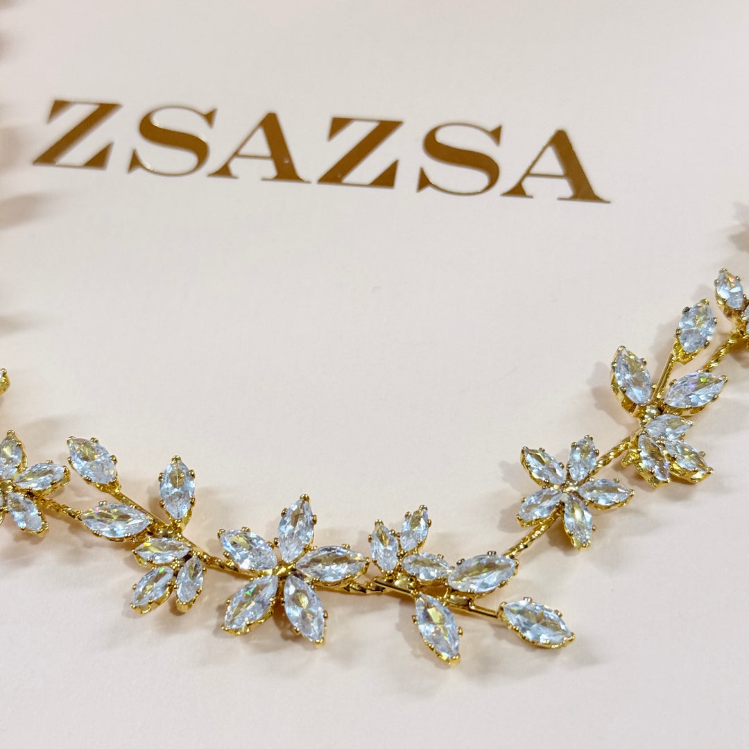 Zircone gold plated flexible headband