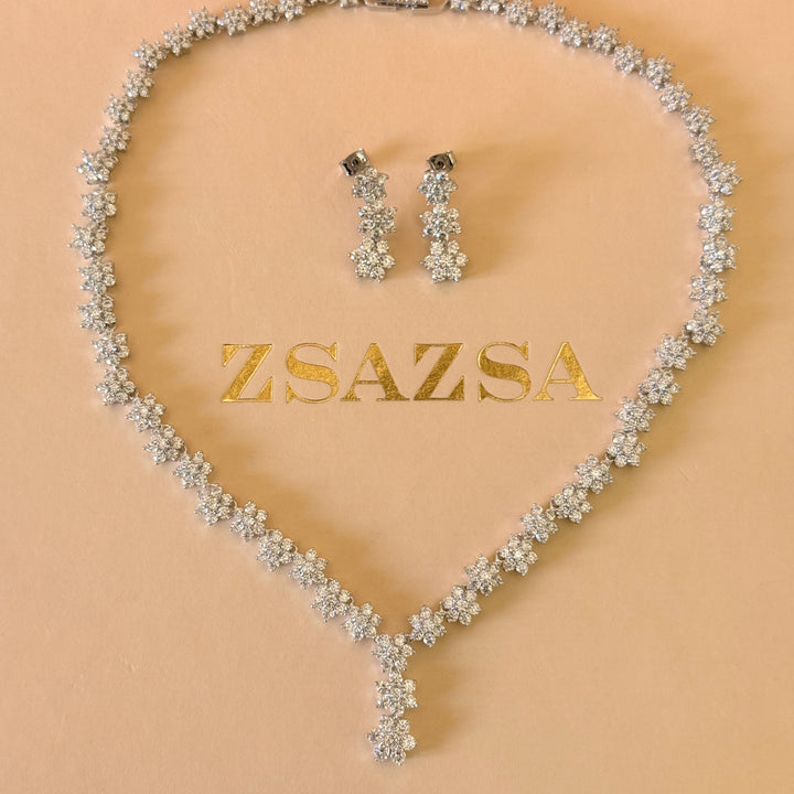 Flower zircone silver set