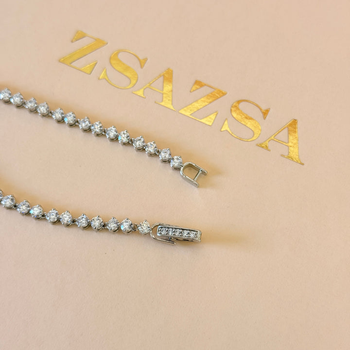 Dainty tennis zircone silver bracelet