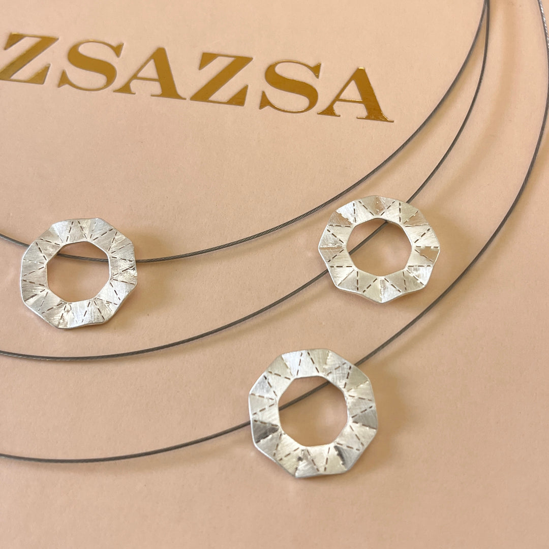 Handmade discs white gold plated set