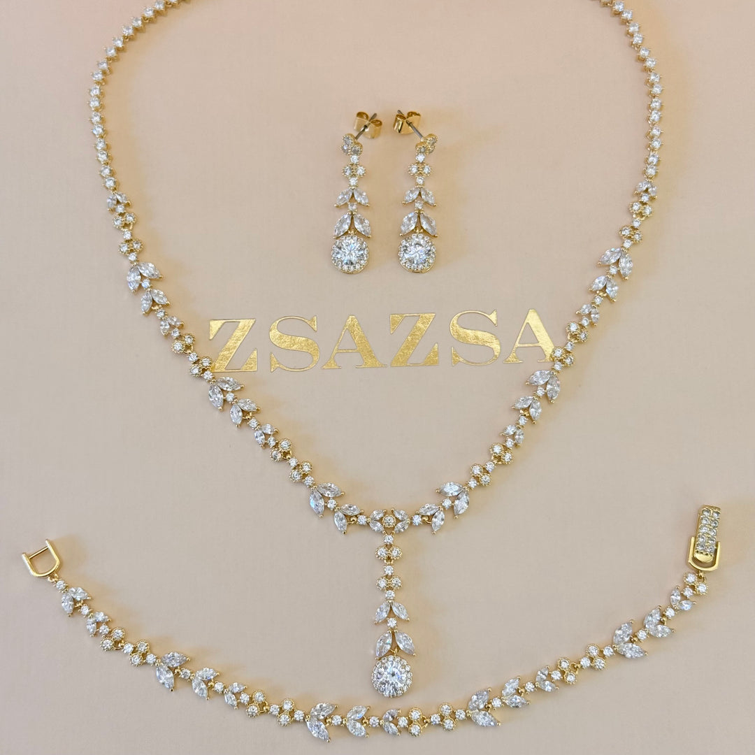 Marquise zircone gold plated set