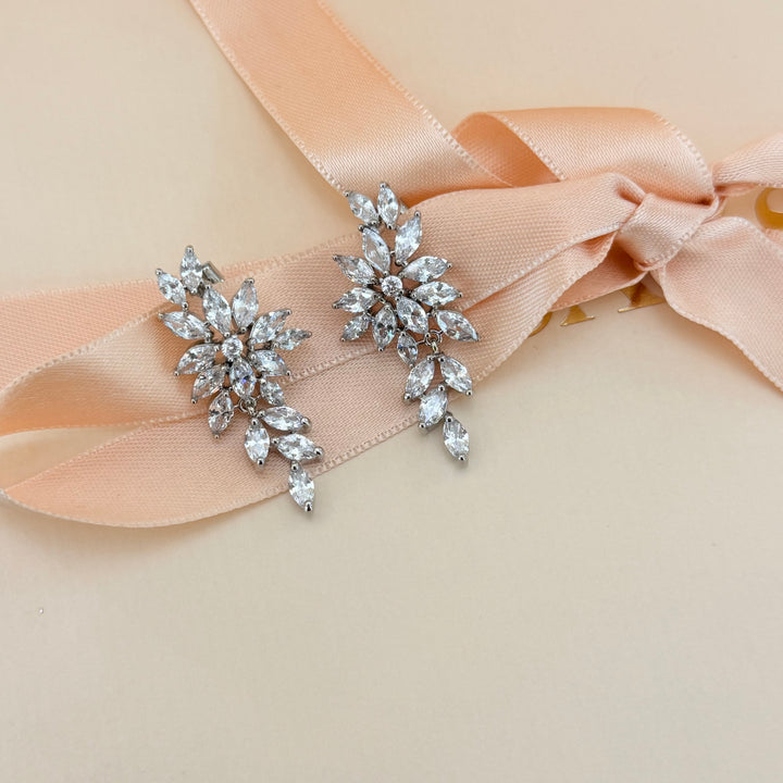 Marquise zircone silver earrings and bracelet