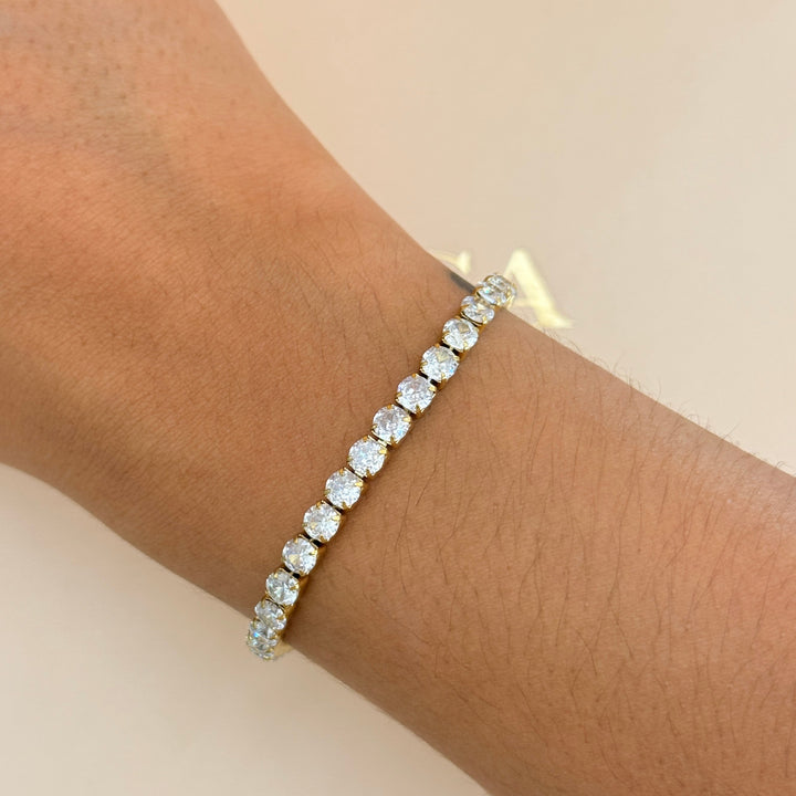 Zircone tennis gold plated stainless steel necklace & bracelet