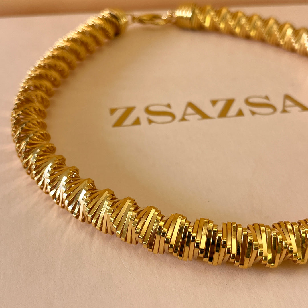 Twisted chain gold plated necklace