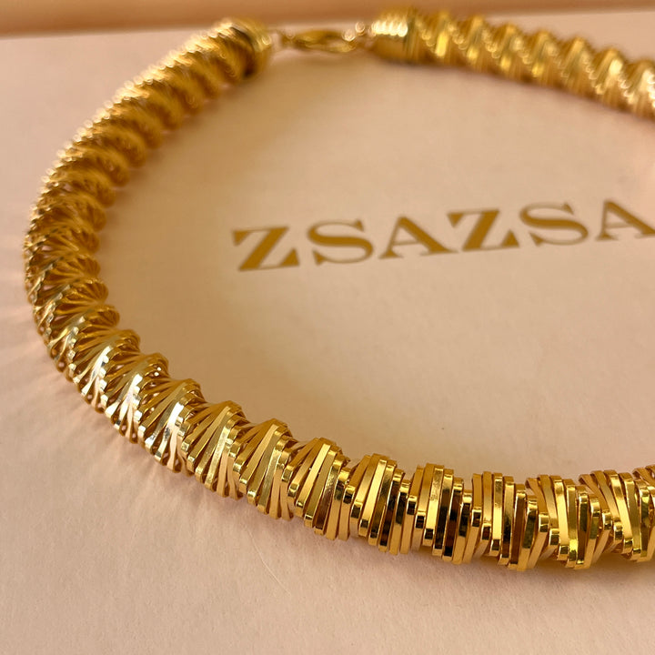 Twisted chain gold plated necklace