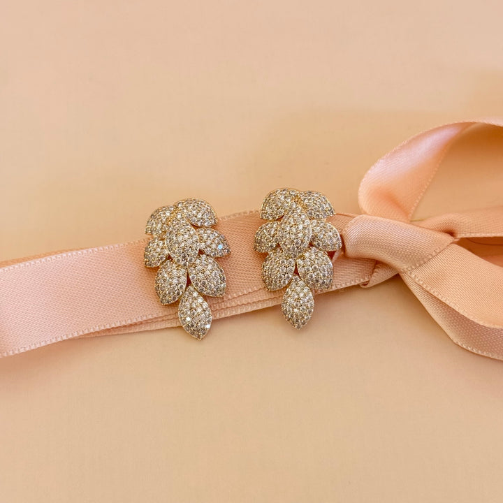 Leaves zircone gold plated earrings