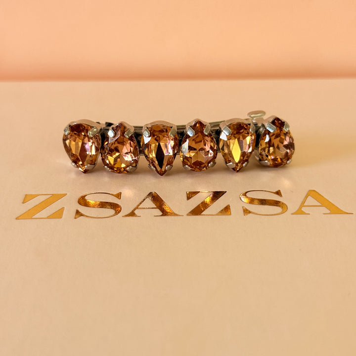 Preciosa Crystals teardrop peach white gold hair clip