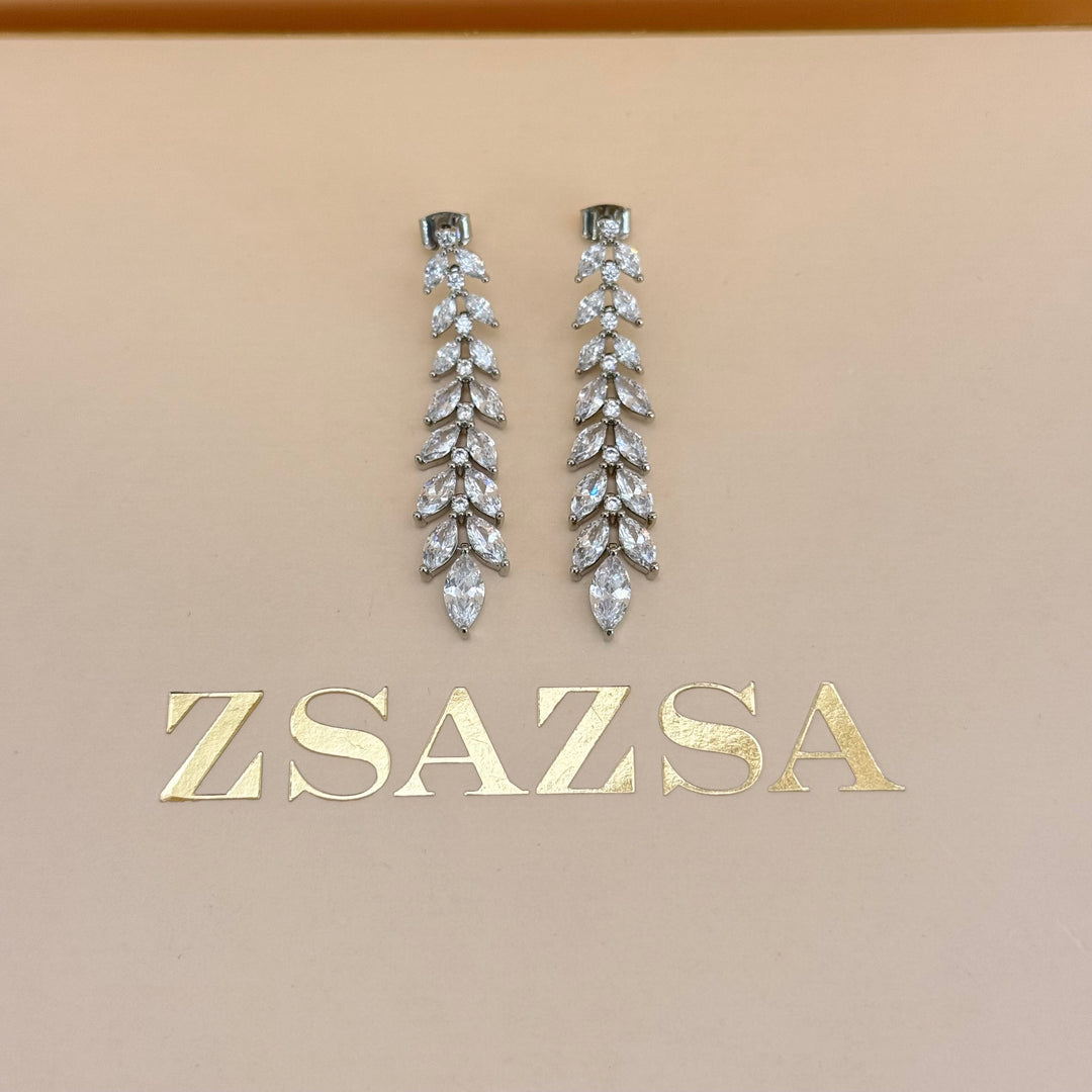 Marquise zircone silver earrings and bracelet