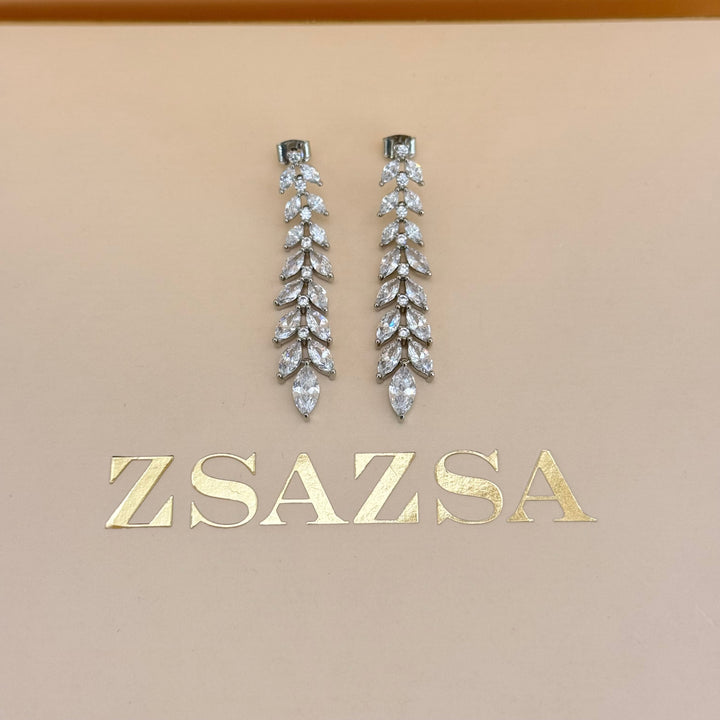 Marquise zircone silver earrings and bracelet
