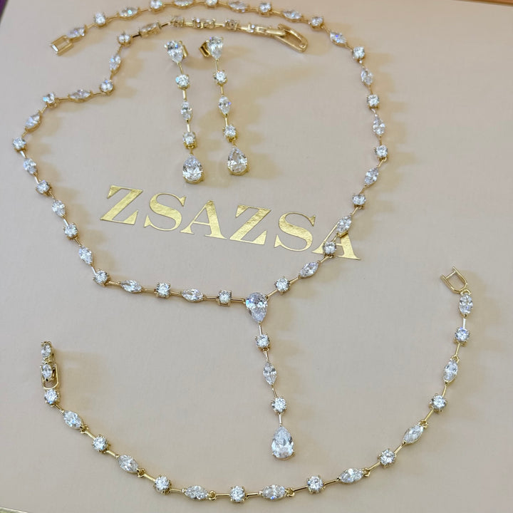 Teardrop zircone gold plated set