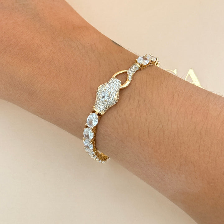 Zircone snake gold plated necklace & bracelet