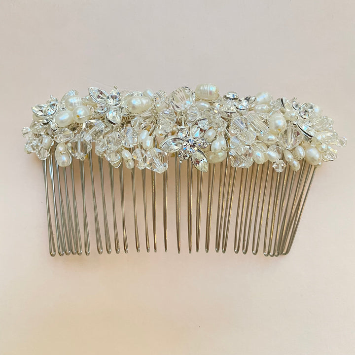 Fresh water silver and pearl comb