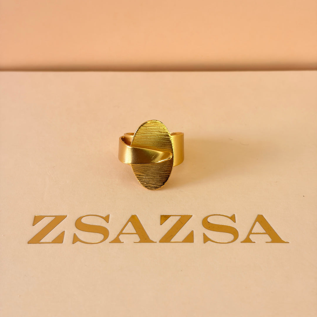 Handmade Oval Layered Ring | Gold Plated | ZsaZsa