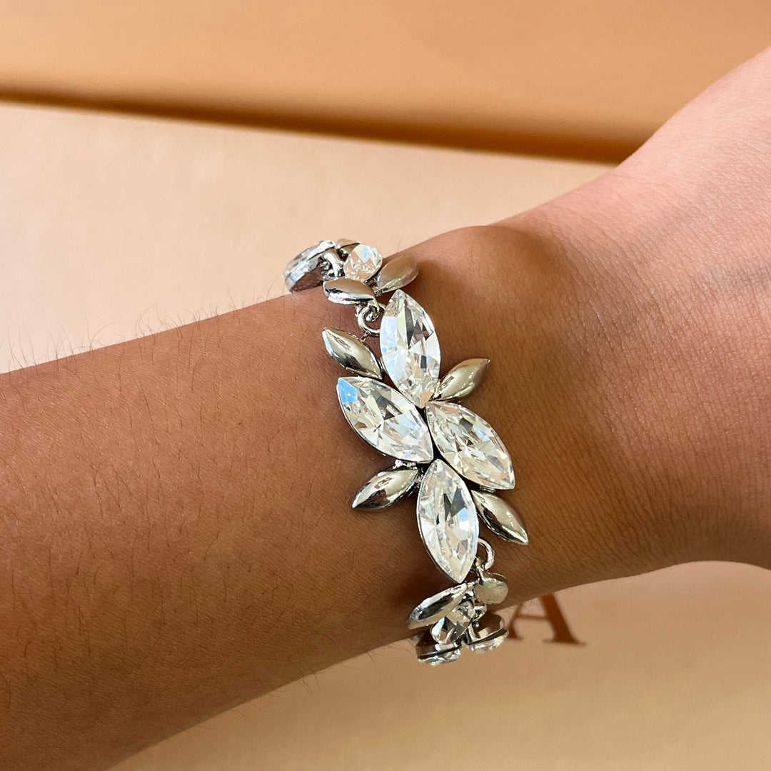 Swarovski crystal marquise white gold plated bracelet