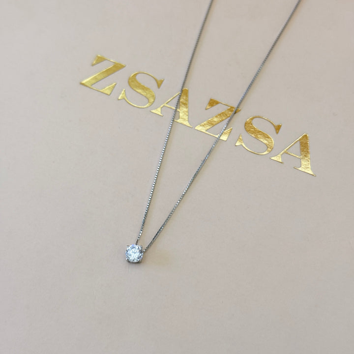 Solitaire zircone sterling silver pendant