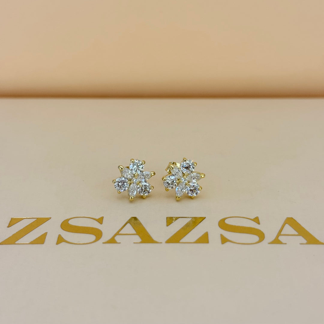 Flower zircone gold plated set