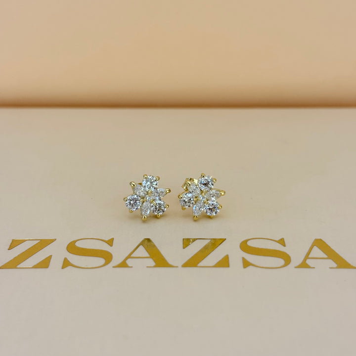 Flower zircone gold plated set