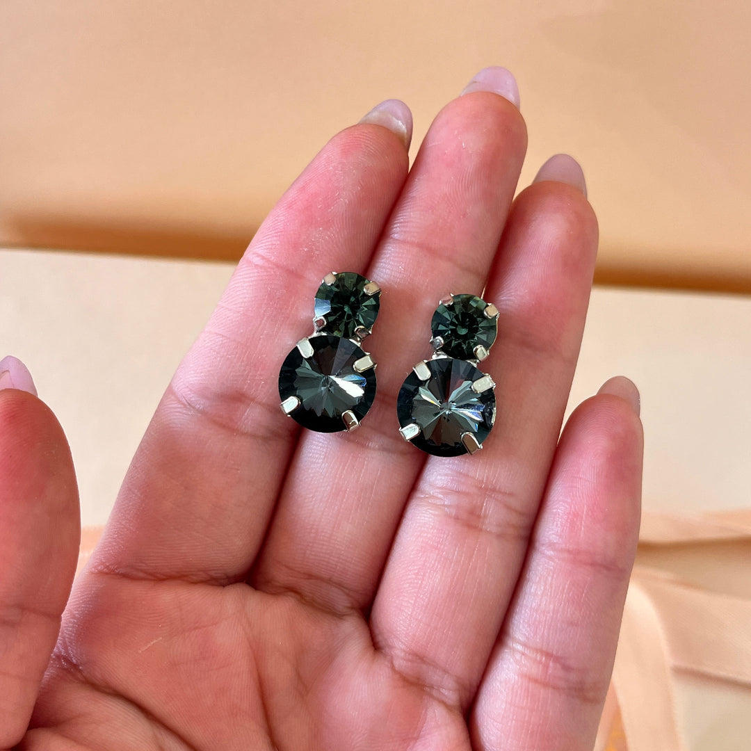 Grey double preciosa crystals studs
