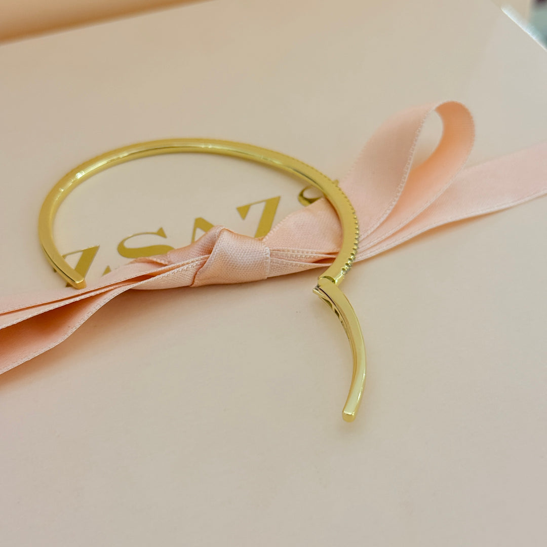 Zircone dainty sterling silver gold plated bangle