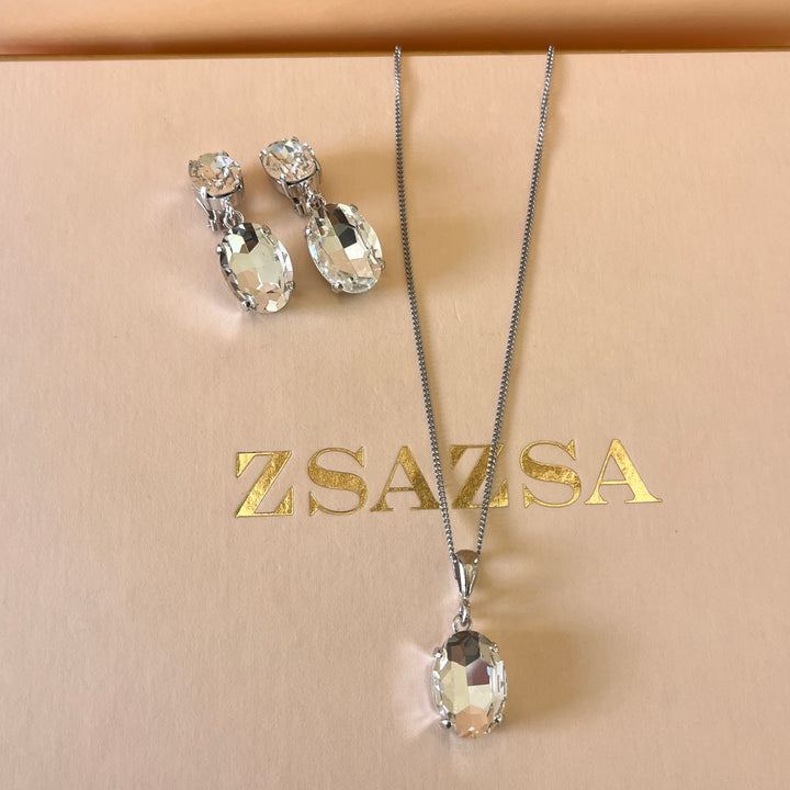 Preciosa crystals oval white gold plated set