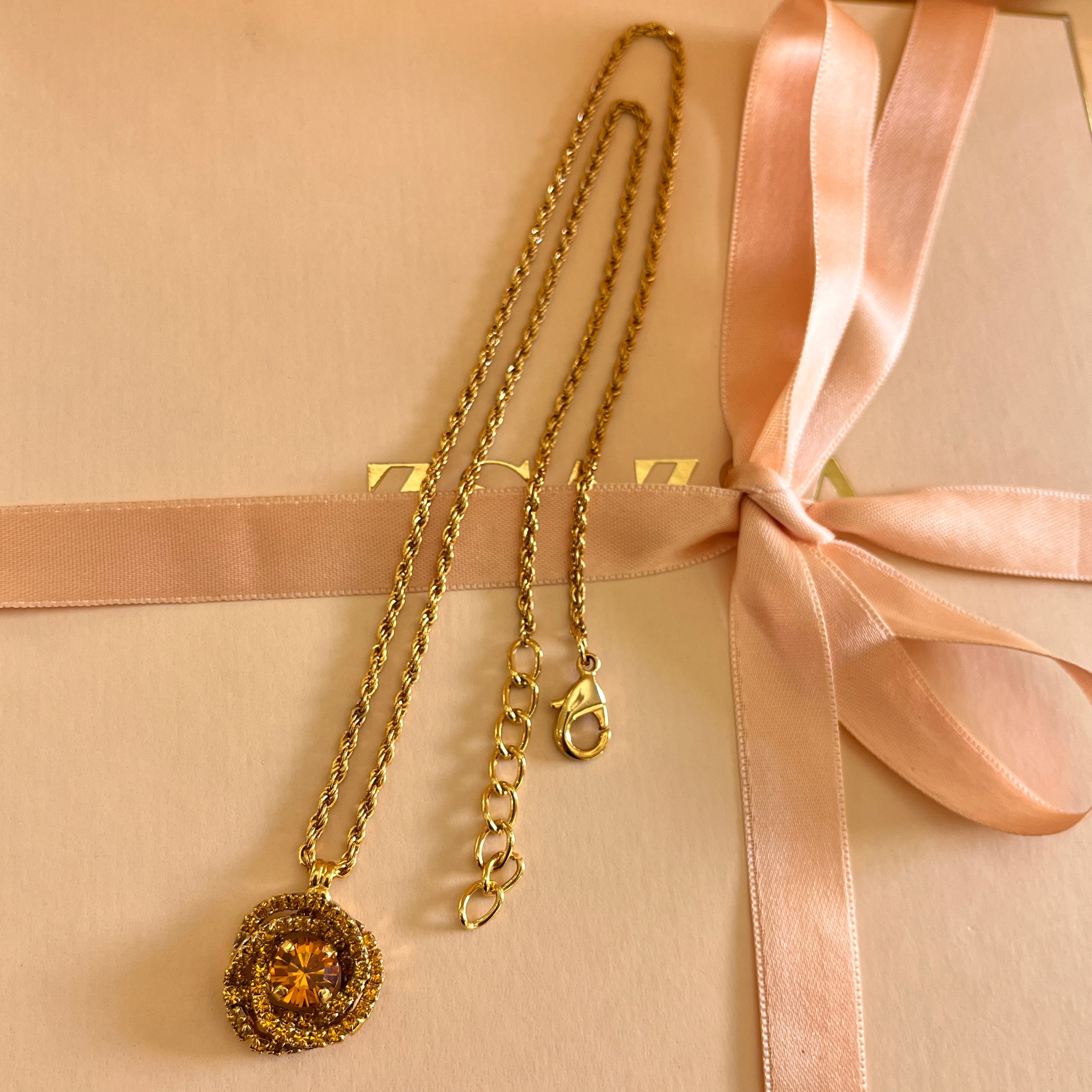 Topaz Swarovski crystals pendant