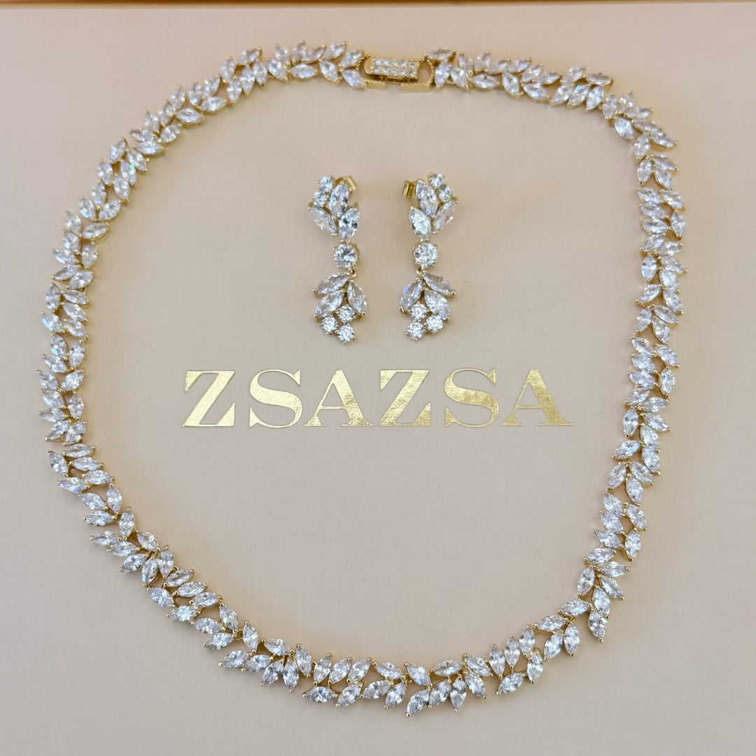 Marquise zircone gold plated set