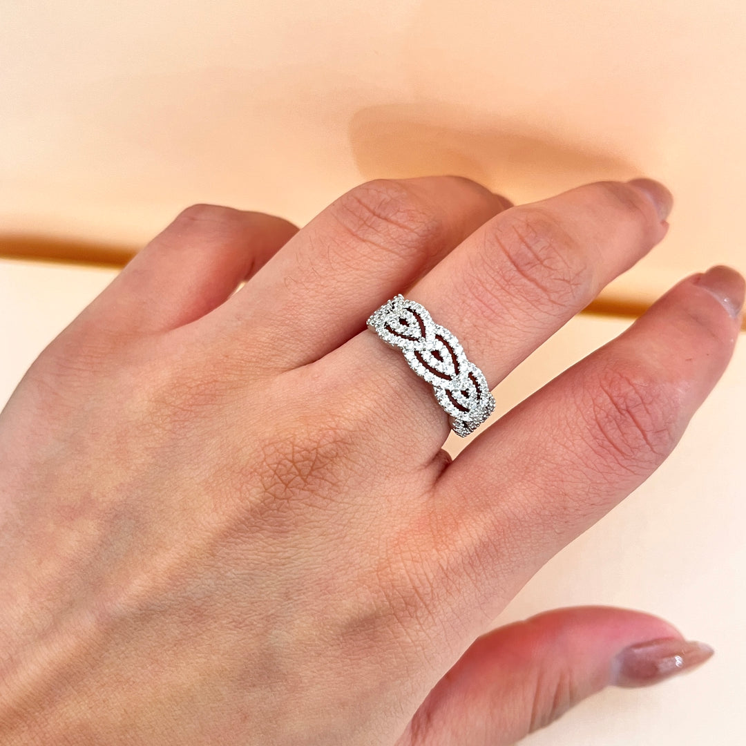 Leaf zircone white gold plated set