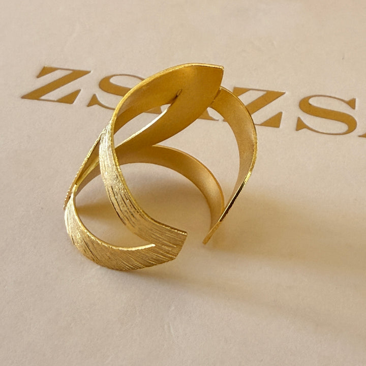 Handmade Twisted Shape Gold Ring | Gold Plated | ZsaZsa