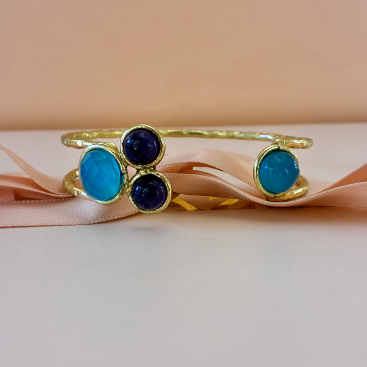 Handmade amethyst gold plated set
